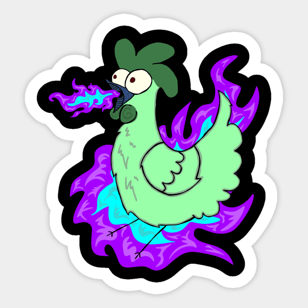 Gilbert the Fire Breathing Chicken of Doom (Halloween Version) Sticker by mm92